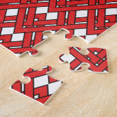 Puzzle Losanges Interconnectés Rouges Lignes Zig Zag Géom (Côté)