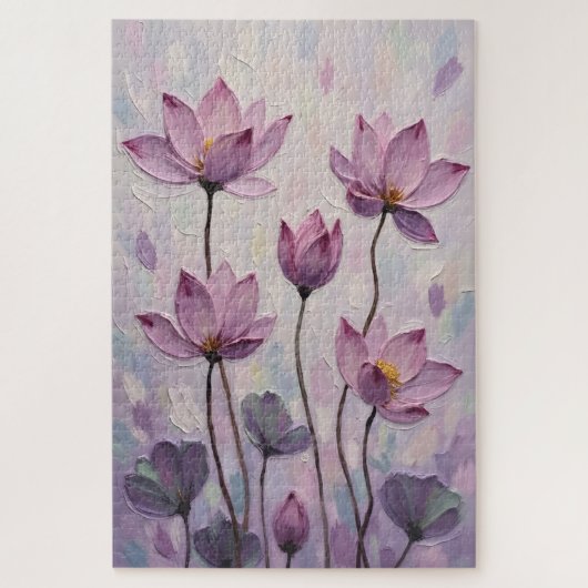 Puzzle Lotus – Peinture à l'huile (Vertical)