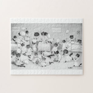 Puzzle Louis Wain Cat Art Be Good cat coussin combat