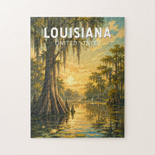 Puzzle Louisiane Illustration Voyage Art Rétro