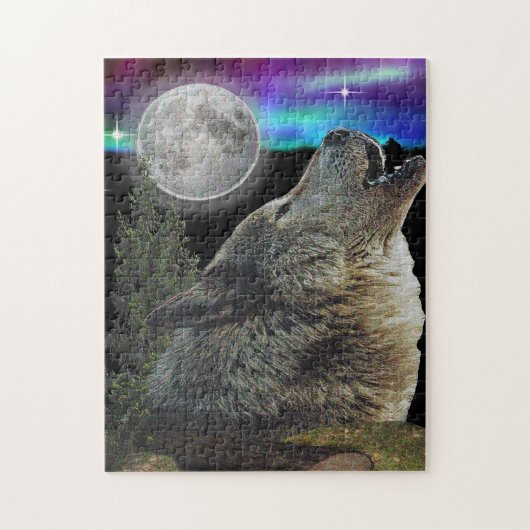 Puzzle Loup à l'affiche de nuit (Vertical)
