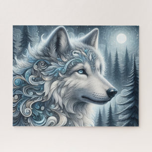 Puzzle Loup Arctique Bleu