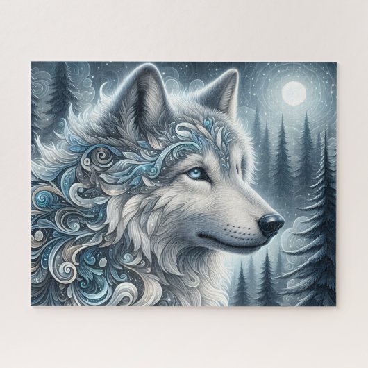 Puzzle Loup Arctique Bleu (Horizontal)