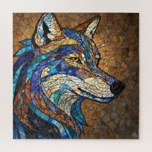 Puzzle Loup avec des pièces de verre colorées vibrantes