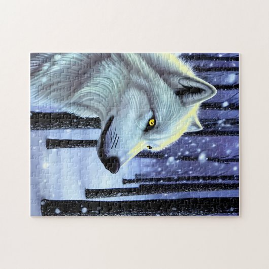 Puzzle Loup blanc dans la neige (Horizontal)