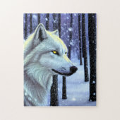 Puzzle Loup blanc dans la neige (Vertical)