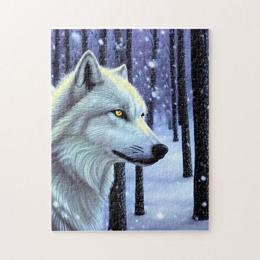Puzzle Loup blanc dans la neige (Vertical)