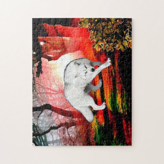 Puzzle Loup Blanc Dans Un Endroit Loin (Vertical)