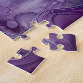 Puzzle Loup blanc sur abstrait violet (Côté)