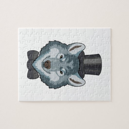 Puzzle Loup comme marié avec arc (Horizontal)