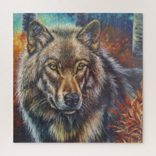 Puzzle Loup d'art du mur acrylique à l'automne