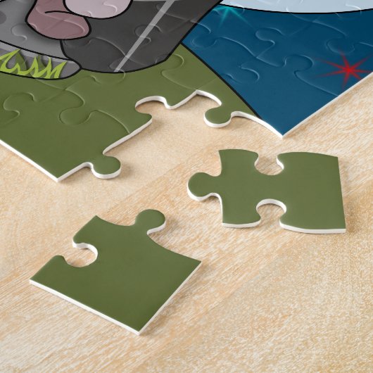 Puzzle Loup de bébé hurlant à une lune (Côté)