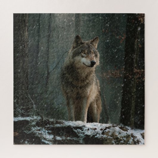 Puzzle Loup en hiver (Vertical)