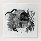 Puzzle Loup et corbeau avec crâne (Horizontal)