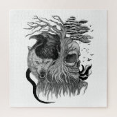 Puzzle Loup et corbeau avec crâne (Vertical)