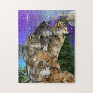 Puzzle loup et lune