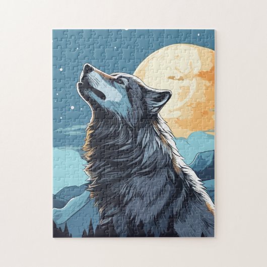 Puzzle Loup et Lune (Vertical)