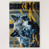 Puzzle Loup gris en forêt dorée (Vertical)