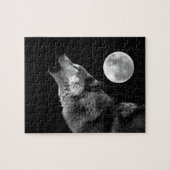 Puzzle Loup gris solitaire et pleine lune (Horizontal)