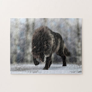 Puzzle Loup noir en colère