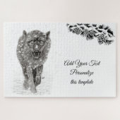 Puzzle Loup noir en colère dans la neige, hiver sauvage (Horizontal)