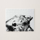 Puzzle Loup noir et blanc (Horizontal)