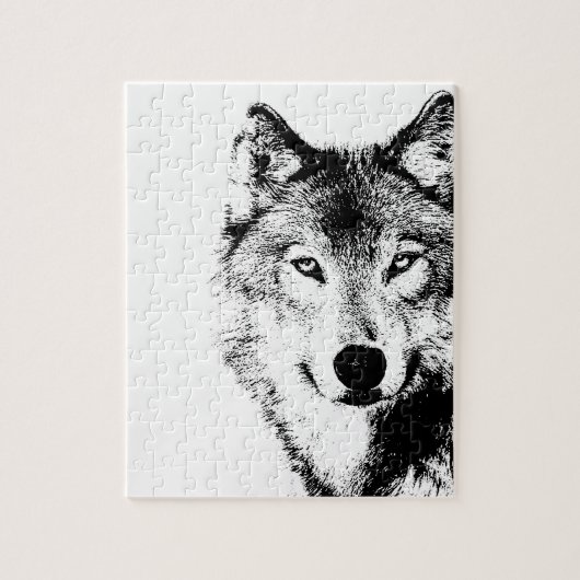 Puzzle Loup noir et blanc (Vertical)