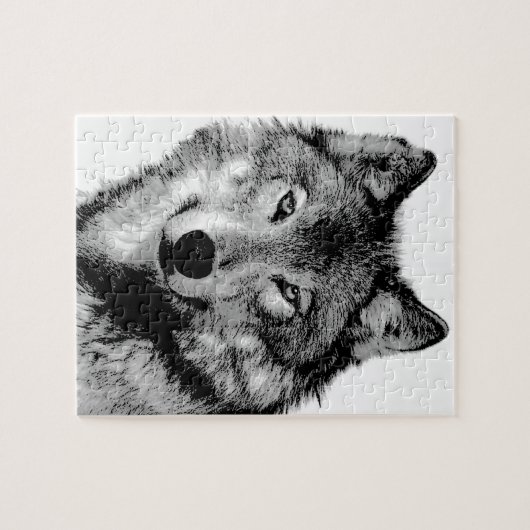 Puzzle Loup noir et blanc (Horizontal)