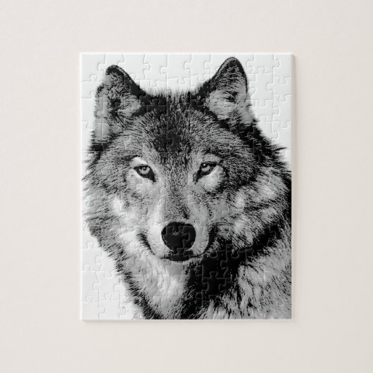 Puzzle Loup noir et blanc (Vertical)