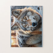 Puzzle Loup sauvage en hiver (Vertical)