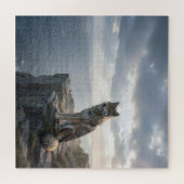 Puzzle Loup solitaire assis sur une falaise rocheuse de l (Horizontal)