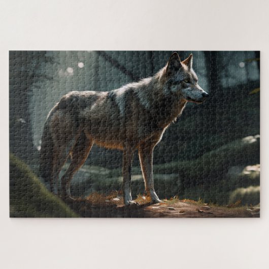 Puzzle Loup solitaire solitaire dans la forêt noire Puzzl (Horizontal)