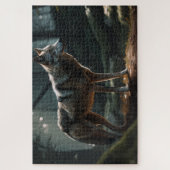 Puzzle Loup solitaire solitaire dans la forêt noire Puzzl (Vertical)