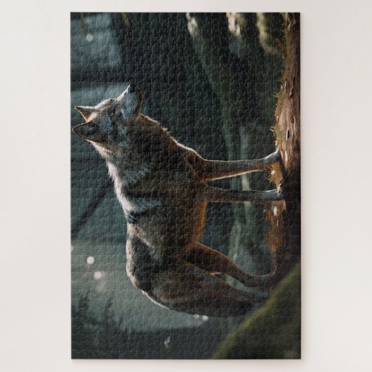 Puzzle Loup solitaire solitaire dans la forêt noire Puzzl (Vertical)