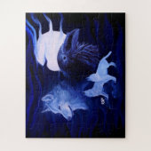 Puzzle Loups et corbeau avec pleine lune (Vertical)