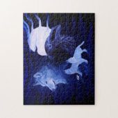 Puzzle Loups et corbeau avec pleine lune (Vertical)