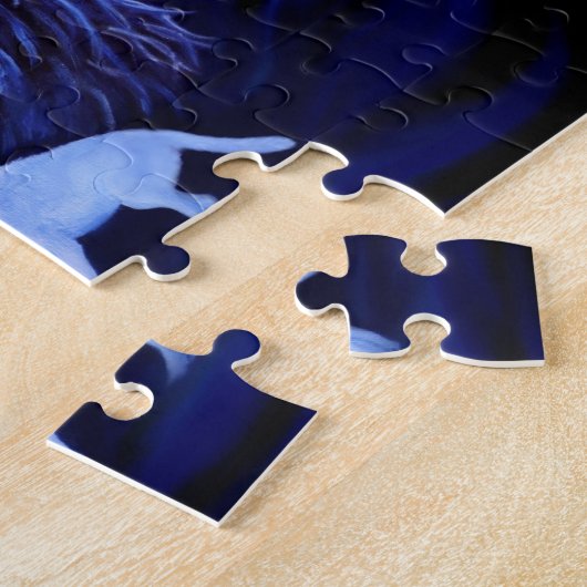 Puzzle Loups et corbeau avec pleine lune (Côté)