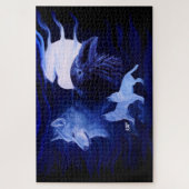 Puzzle Loups et corbeau avec pleine lune (Vertical)