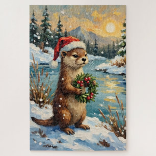 Puzzle Loutre vintage avec couronne de Noël par Frozen