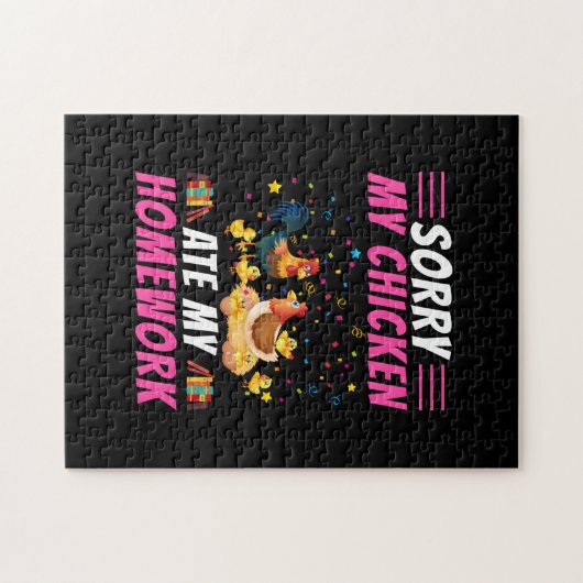 Puzzle Louvain de poulet | Mon poulet a mangé mes devoirs (Horizontal)