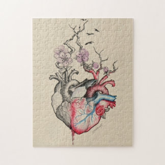 Puzzle Love art Surreal Anatomical hearts Flowers Vintage
