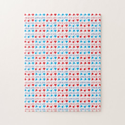 Puzzle LOVE est une citation LOVE en rouge et bleu (Vertical)