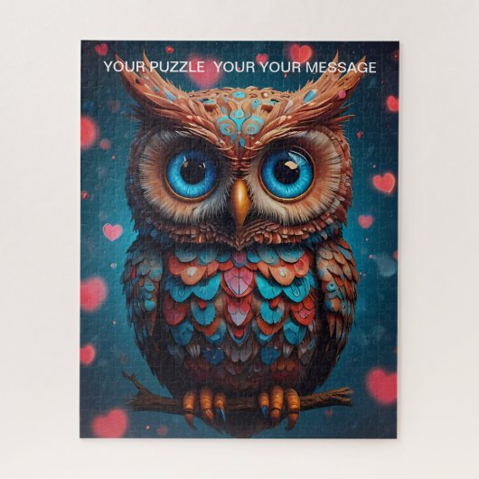 Puzzle Love Heart Owl (Vertical)