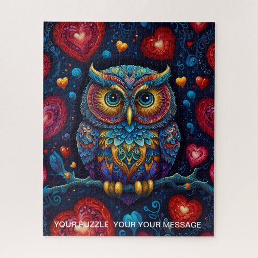 Puzzle Love Heart Owl (Vertical)