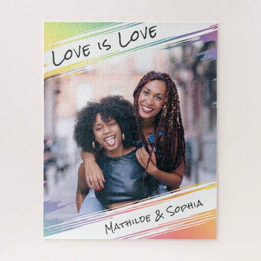 Puzzle Love is Love Modern Rainbow Ajouter votre photo et (Vertical)