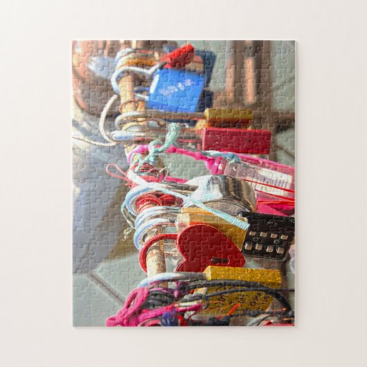 Puzzle Love Locks Brooklyn Bridge New York. (Vertical)