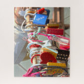 Puzzle Love Locks Brooklyn Bridge New York. (Vertical)