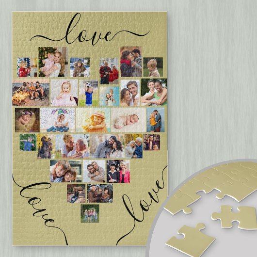 Puzzle Love Love Love Heart Formé Photo Collage