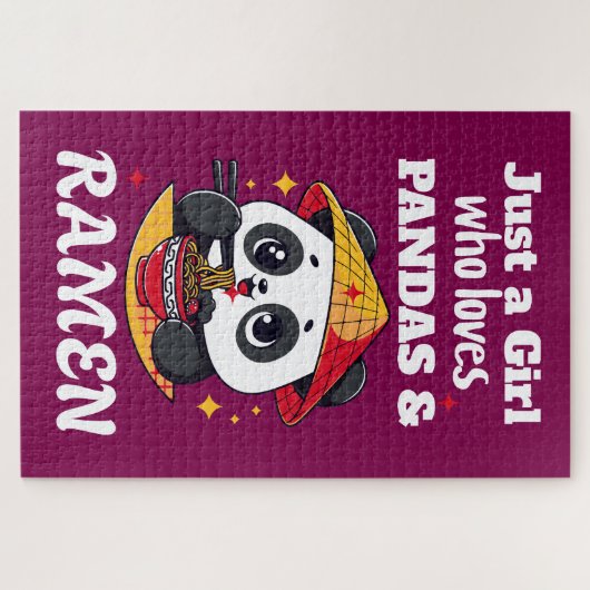 Puzzle Love Pandas and Ramen (texte blanc) (Horizontal)