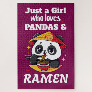 Puzzle Love Pandas and Ramen (texte blanc)